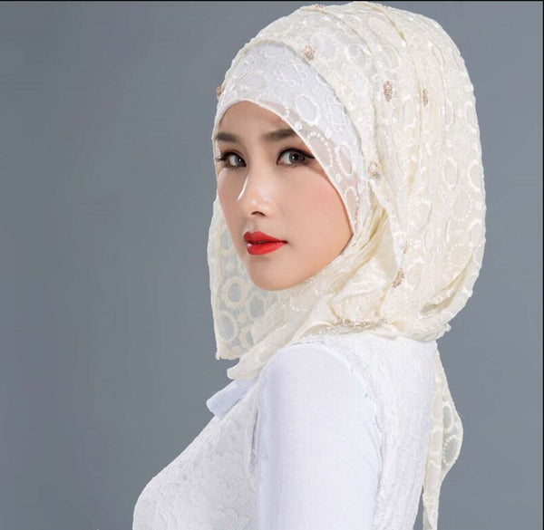 Hijab Beading Silk Lady Shawls