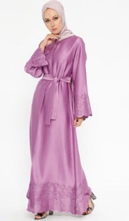 Abaya robe style fuchsia crew neck