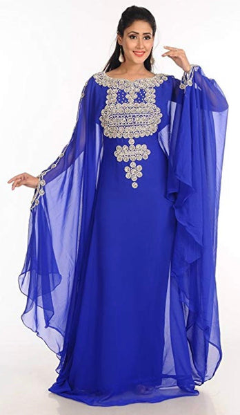 Moroccan kaftan royal blue silver work