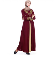 Dress Long Sleeves Elegant Gold Stamping Printing Kaftan Abaya